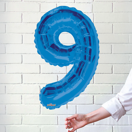 Blue 9 Number Foil Balloon 34"