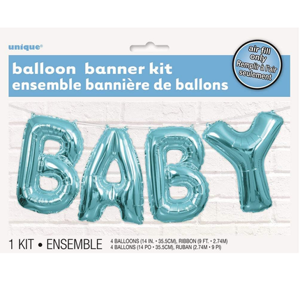 Blue Baby Foil Letter Balloon Banner Kit, 14"
