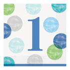 Blue Dots 1st Birthday Luncheon Napkins, 16ct