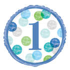 Blue Dots 1st Birthday Round Foil Balloon 18