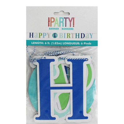 Blue Dots 1st Happy Birthday Banner, 6 ft