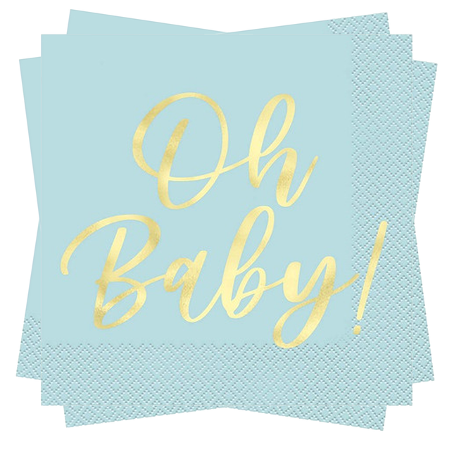 Blue Oh Baby Boy Foil Luncheon Napkins 16 ct