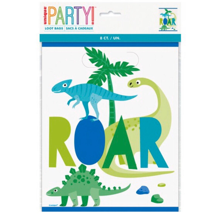 Blue & Green Dinosaur Loot Bags 8ct