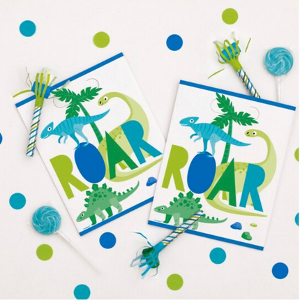 Blue & Green Dinosaur Loot Bags 8ct