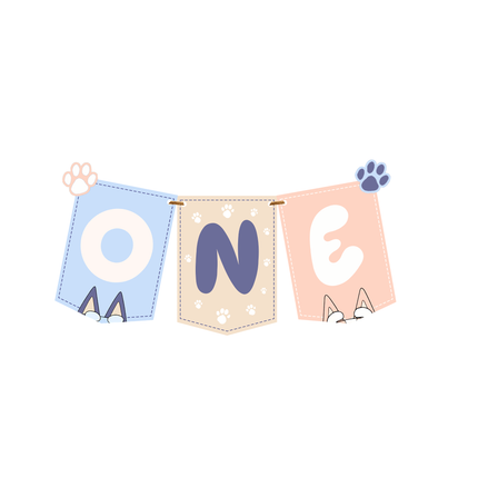Bluey ONE Birthday High Chair Banner