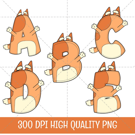 Bluey Bingo Dog Alphabet PNG - Digital Download
