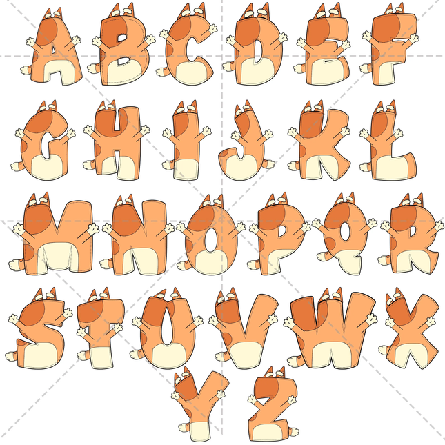 Bluey Bingo Dog Alphabet PNG - Digital Download