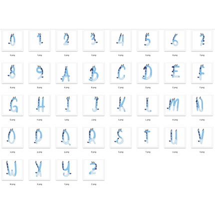 Bluey Dogs Friends Alphabet PNG Font Bundle - Digital Download