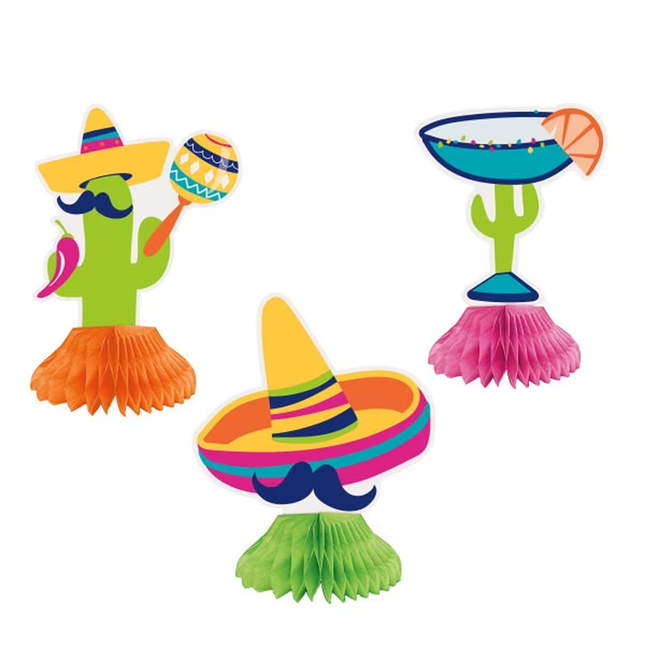 Boho Fiesta Mini Honeycomb Centerpieces, 3ct