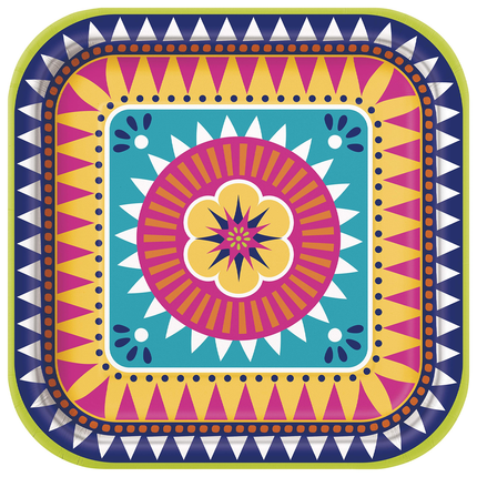 Boho Fiesta Square 9" Dinner Plates, 8ct