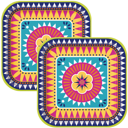 Boho Fiesta set component: Boho Fiesta Square 9" Dinner Plates, 8ct
