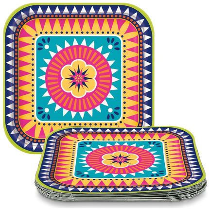 Boho Fiesta Square 9" Dinner Plates, 8ct