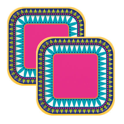 Boho Fiesta set component: Boho Fiesta Square 7" Dessert Plates, 10ct