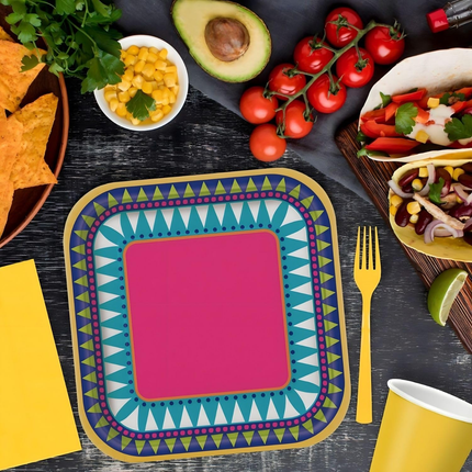 Boho Fiesta Square 7" Dessert Plates, 10ct