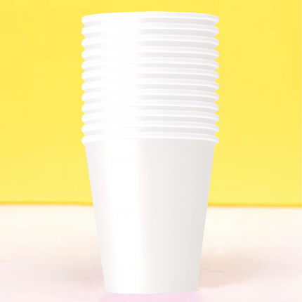 Bright White Solid 9oz Paper Cups, 20ct