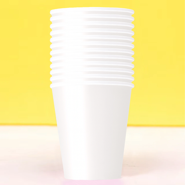 Bright White Solid 9oz Paper Cups, 20ct
