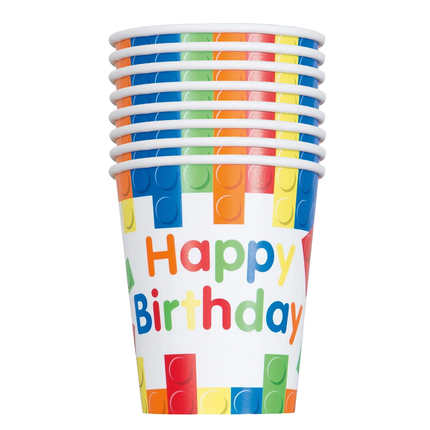 LEGO Building Blocks Birthday 9oz Paper Cups, 8ct