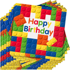 LEGO Colorful 'Happy Birthday' party napkins with a block design.