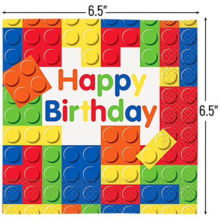 LEGO Building Blocks Birthday Luncheon Napkins, 16ct