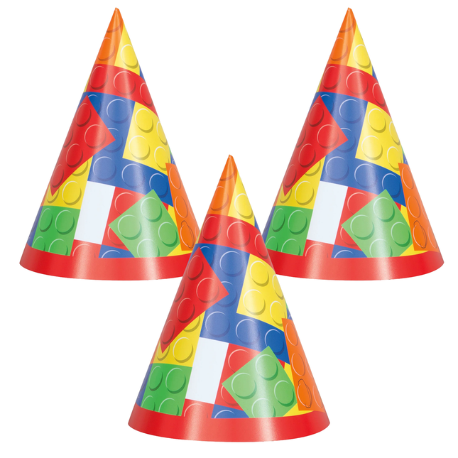 Lego Building Blocks Birthday Party Hats, 8ct