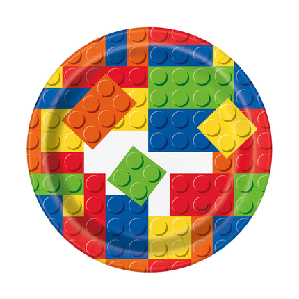 LEGO Building Blocks Birthday Round 7" Dessert Plates, 8ct