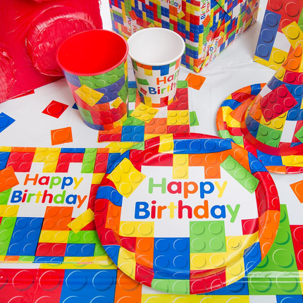 LEGO Building Blocks Birthday Round 7" Dessert Plates, 8ct