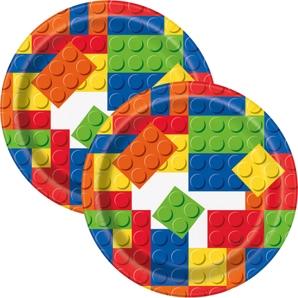 LEGO Building Blocks Birthday Round 7" Dessert Plates, 8ct