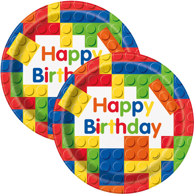 LEGO Building Blocks Birthday Round 9" Dinner Plates, 8ct