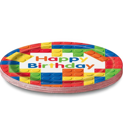 LEGO Building Blocks Birthday Round 9" Dinner Plates