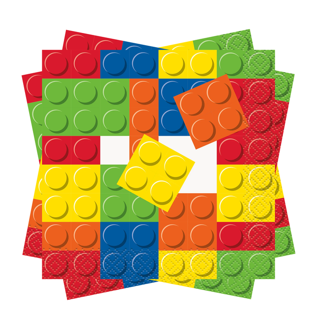 LEGO Building Blocks Birthday Beverage Napkins