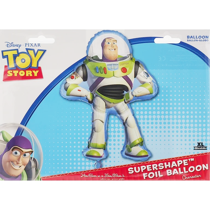 Toy Story Buzz Lightyear foil balloon in packaging with Disney Pixar logo