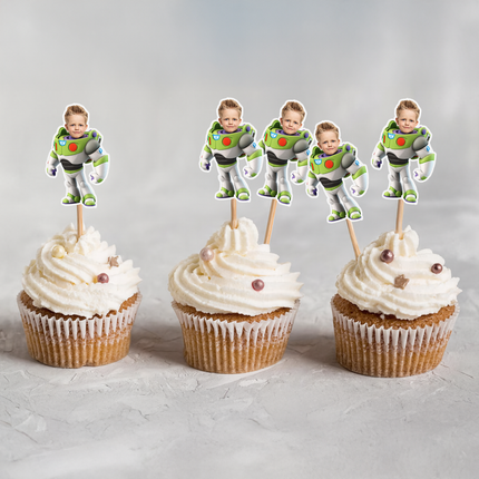 Toy Story Buzz Lightyear Custom Face Cupcake Toppers for Birthdays 10 ct
