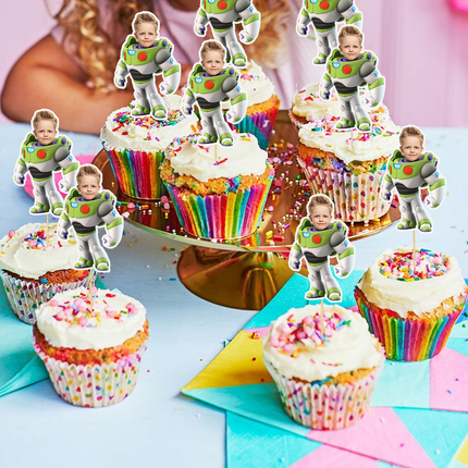 Toy Story Buzz Lightyear Custom Face Cupcake Toppers for Birthdays 10 ct