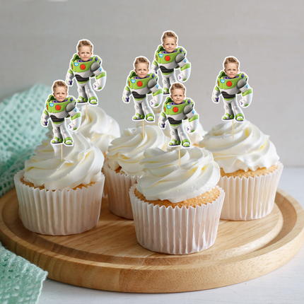 Toy Story Buzz Lightyear Custom Face Cupcake Toppers for Birthdays 10 ct