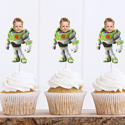Toy Story Buzz Lightyear Custom Face Cupcake Toppers for Birthdays 10 ct
