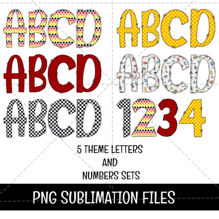 Cars Doodle Alphabet Letters PNG Bundle Instant Download