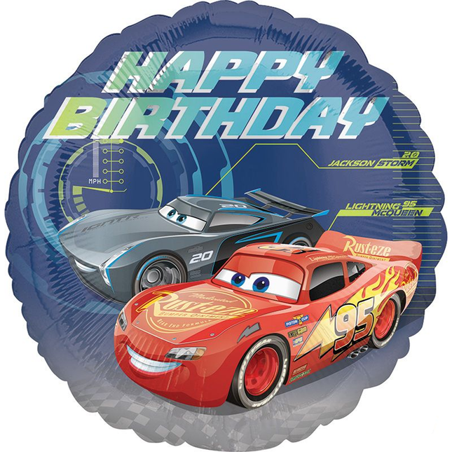 Cars Happy Birthday Round Foil Balloon 18"