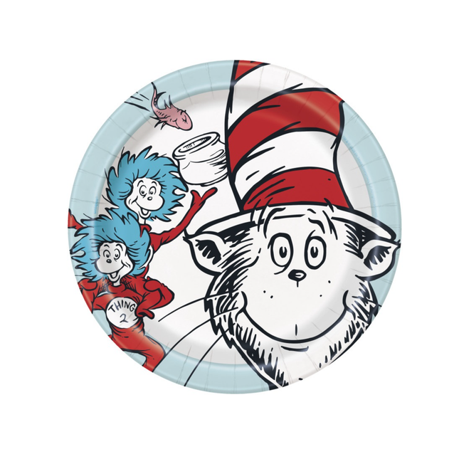 Cat in the Hat Round Dessert Plates 7" 8ct