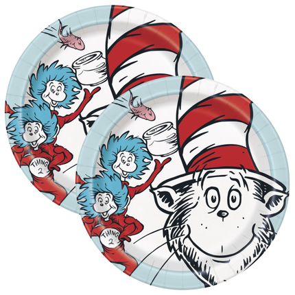 Cat in the Hat Round Dessert Plates 7" 8ct