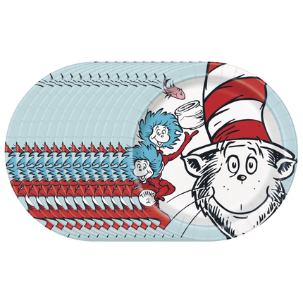 Cat in the Hat Round Dessert Plates 7" 8ct
