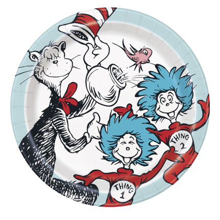 Cat in the Hat Round Dinner Plates 9" 8ct