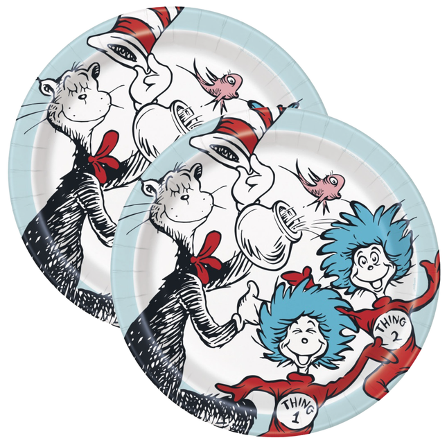 Cat in the Hat Round Dinner Plates 9" 8ct