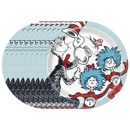 Cat in the Hat Round Dinner Plates 9" 8ct