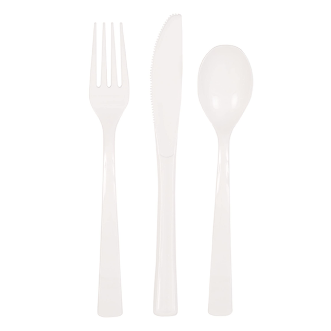 Clear Solid Assorted Plastic Cutlery, 18ct