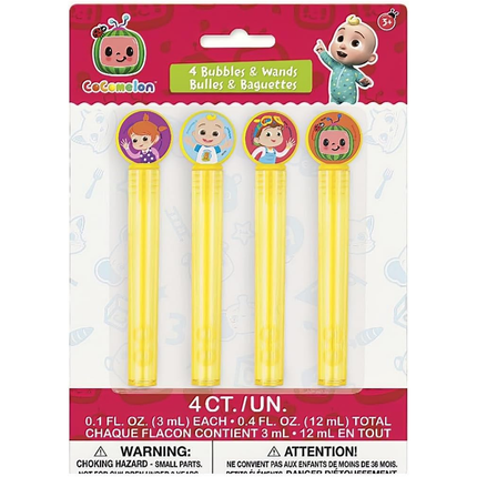 Cocomelon Bubble Tubes & Wands 4 ct