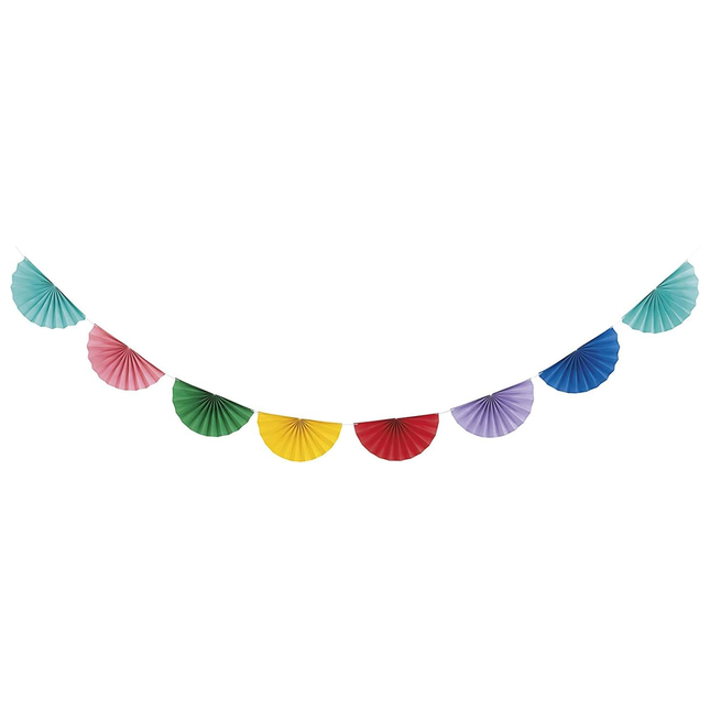 Colorful Scalloped Paper Fan Garland 8 ft