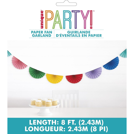 Colorful Scalloped Paper Fan Garland 8 ft