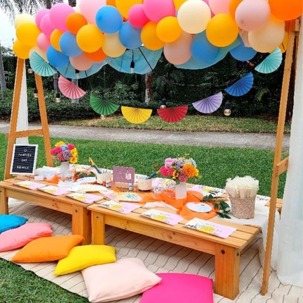Colorful Scalloped Paper Fan Garland 8 ft