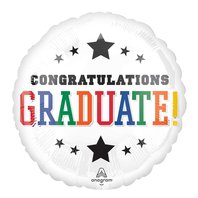 Confetti Grad Classic Round Foil Balloon 28"