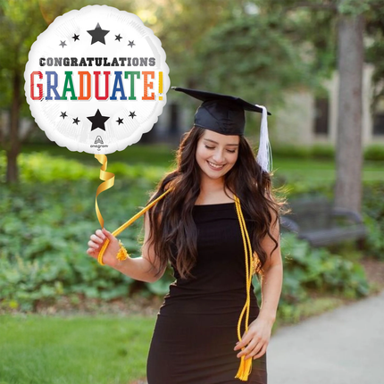 Confetti Grad Classic Round Foil Balloon 28"